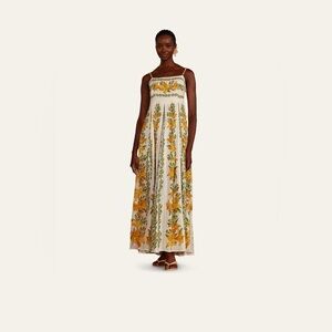 chinese dress ladies Red Artisanal Cut-Out Embroidered Euroflax  Premium Linen Maxi Dress